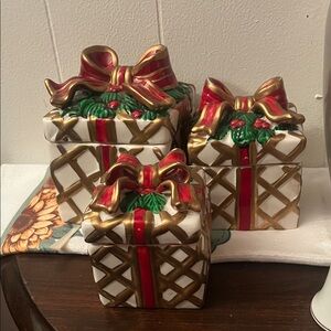 Festive Ceramic Gift Boxes with Gold Accents